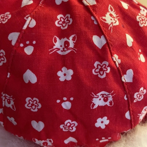 Lindex Fur and Fabric Ear Flap Baby Hat in Red & White - Size 42/44 - Picture 3 of 6